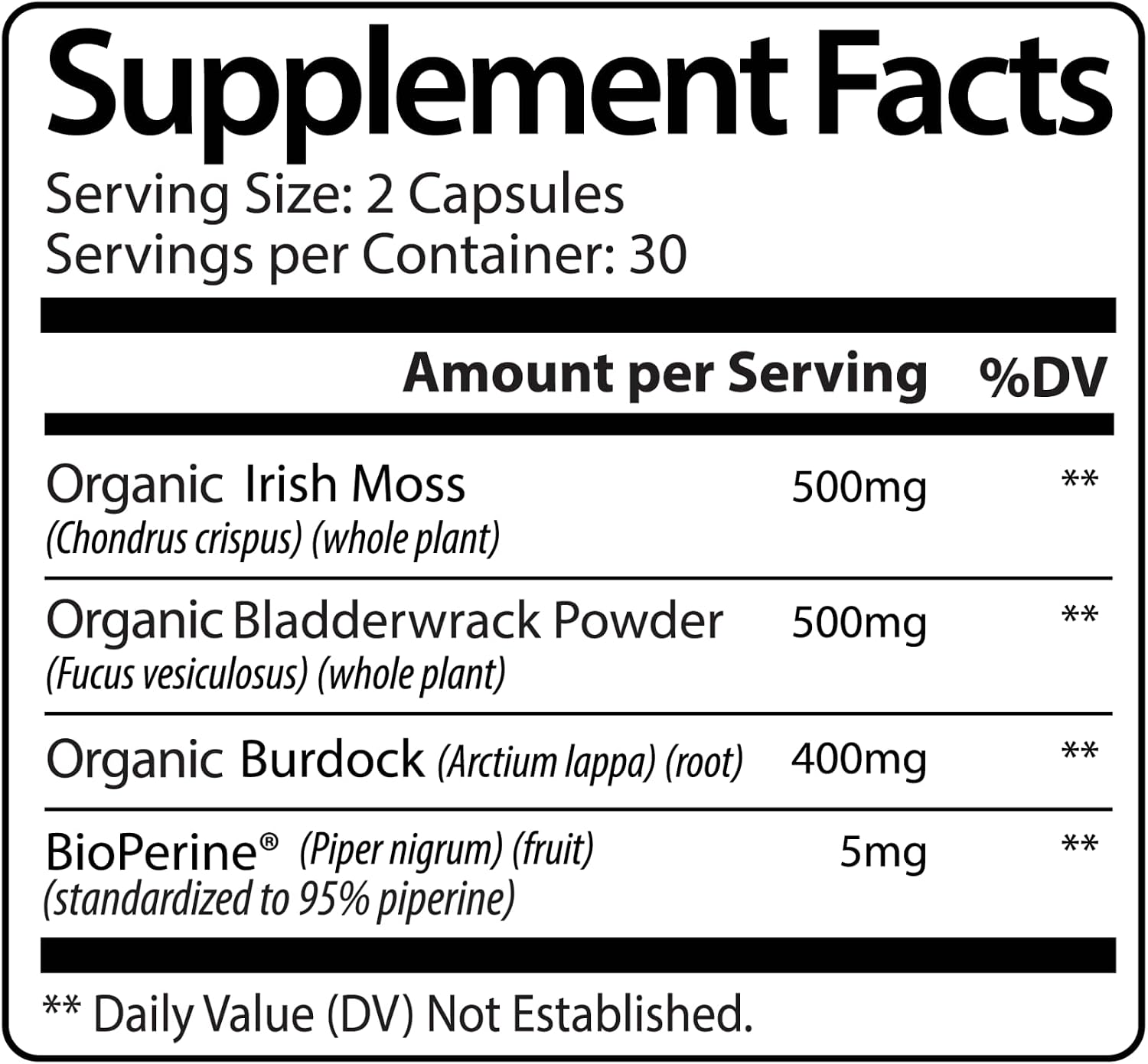 Alex Jones Ultimate Sea Moss Capsules – Vegan, Non-GM Seaweed Supplement with Bladderwrack and Burdock Root (60 Capsules) - görsel 9