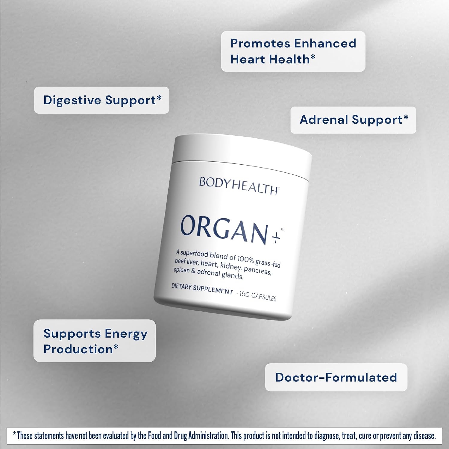 BodyHealth Organ+ Grass-Fed Glandular Organ Complex - 150 Capsules - görsel 3
