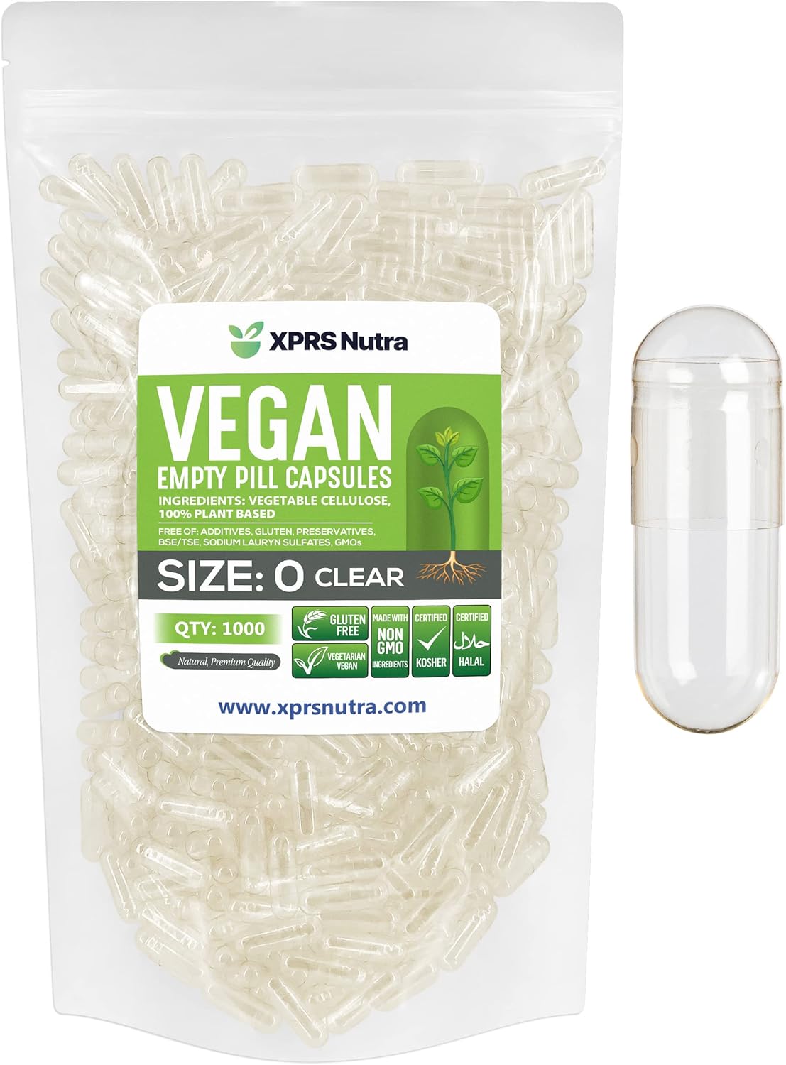 XPRS Nutra Size 0 Empty Capsules - 1000 Count Vegan Capsules for DIY Supplements (Multi Colour) - görsel 9