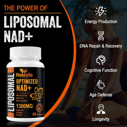 Rossylla 1300 mg Liposomal NAD+ Supplement - Highest Absorption - 60 Capsules