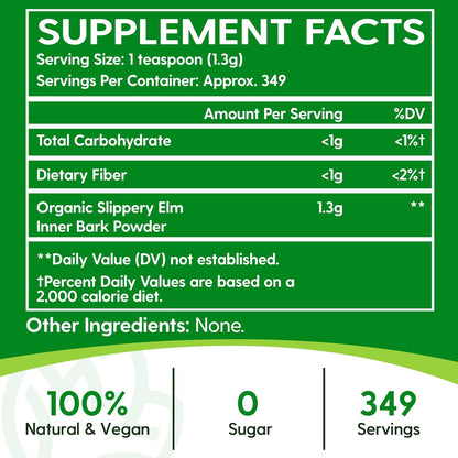 Meablewse Slippery Elm Bark Powder, 454g (349 Servings) - 100% Pure, Vegan, Non-GMO, Gluten-free
