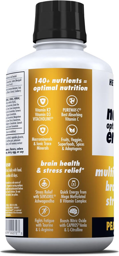 HEALTH DIRECT Nature's Optimal Nutrition Energise Liquid Multivitamin Superfood – Peach Mango, 30 Servings