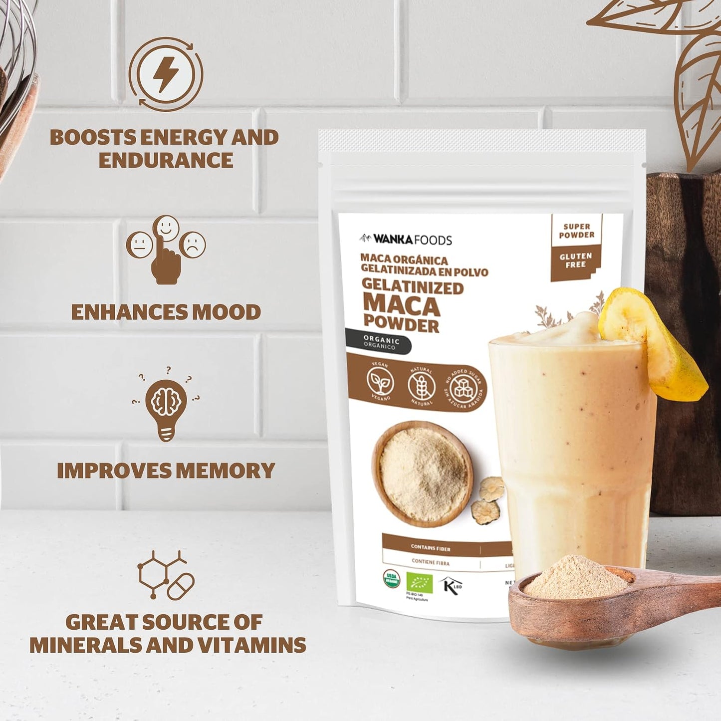 WANKA FOODS Organic Gelatinised Maca Powder, 8 oz (227 g) - görsel 3