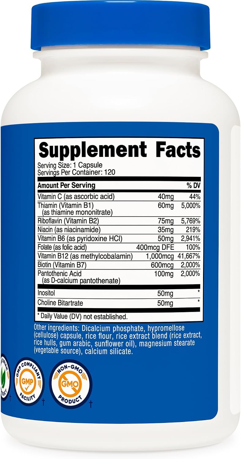 Nutricost High Potency Vitamin B Complex with Vitamin C, 120 Capsules - görsel 5