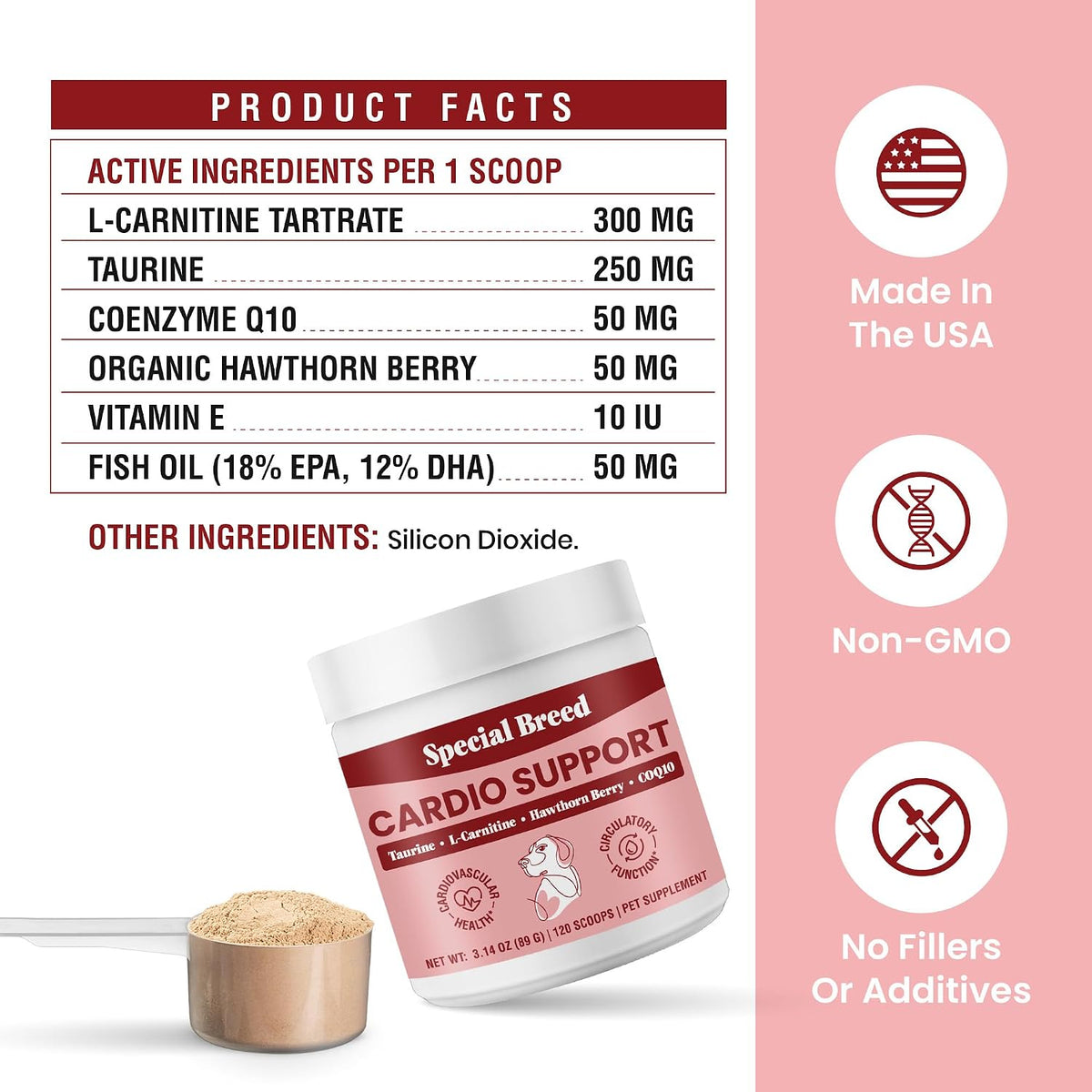 Special Breed Cardio Support for Dogs – Taurine, L-Carnitine, CoQ10 & Organic Hawthorn Berry Powder – 120 Servings - görsel 5