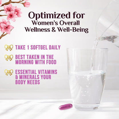 Multivitamin for Women - Complete Daily Women's Multivitamin with Calcium, Folic Acid, Vitamin A, C, D, E, & B Vitamins, Zinc and Iron - For Bone, Energy & Immune Support - 120 Softgels