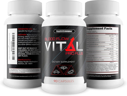 Blood Flow Vital Pro Plus - Improved Formula - Premium Blood Flow Supplement for Men