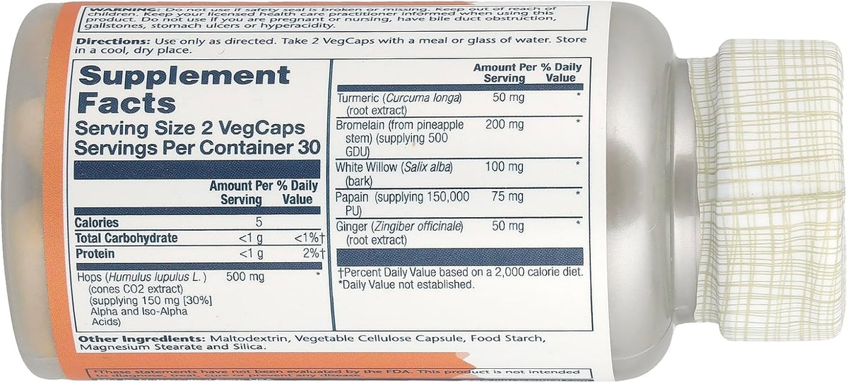 SOLARAY IbuActin Extra Strength – Herbal Pain Support with White Willow Bark, Bromelain, Turmeric & Ginger – 60 Vegan Capsules - görsel 2