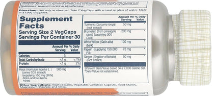 SOLARAY IbuActin Extra Strength – Herbal Pain Support with White Willow Bark, Bromelain, Turmeric & Ginger – 60 Vegan Capsules