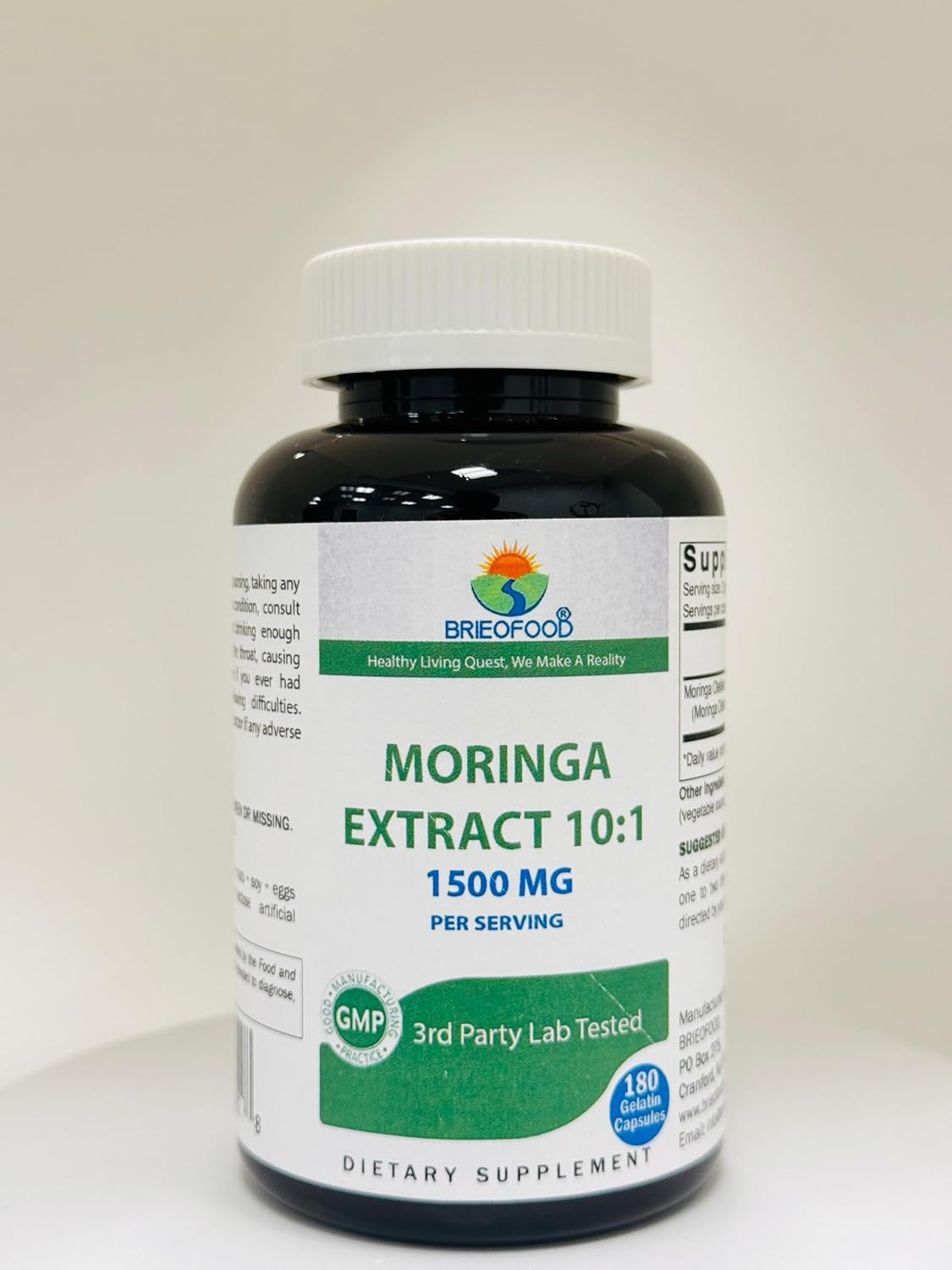 Moringa Oleifera Extract 10:1 1500 mg - 180 Capsules - Non-GM and Gluten-Free Supplement - Moringa Leaf Green Superfood - görsel 4