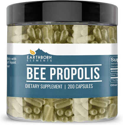 Earthborn Elements Bee Propolis (200 Capsules) Pure & Natural, Gluten-Free & Non-GM