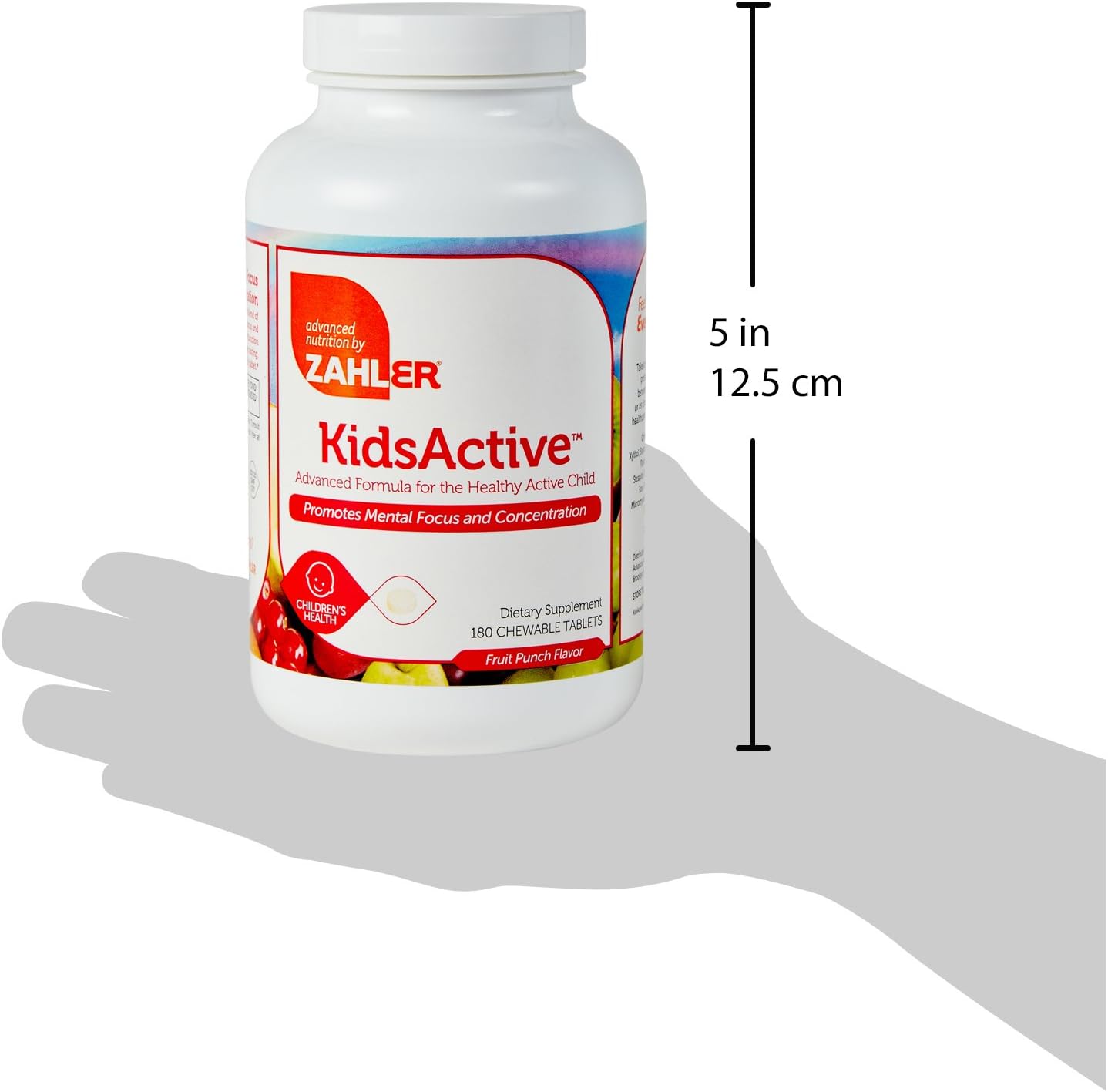 Zahler KidsActive, Kids Chewable Concentration Formula, All Natural Children’s Supplement Supporting Concentration, Certified Kosher, 180 Fruit Punch Flavoured Tablets - görsel 4