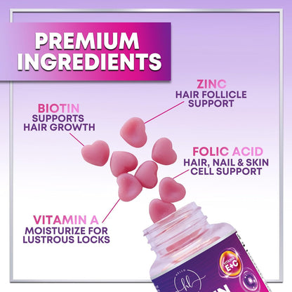 Hello Lovely! Hair Vitamins Gummies with Biotin 5000 mcg - Hair, Skin and Nails Support - 120 Gummies