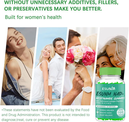 ESUNM Nicotinamide Riboside Gummies with Resveratrol – 60 Gummies
