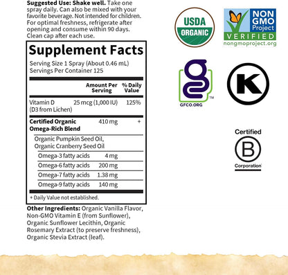 Garden of Life Vitamin D3 Mykind Vanilla Spray Vegan Organic, 60 ml