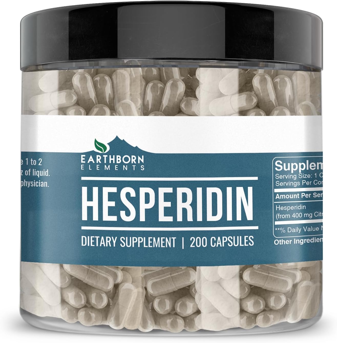 Earthborn Elements Hesperidin 200 Capsules, Pure and Undiluted, No Additives - görsel 1