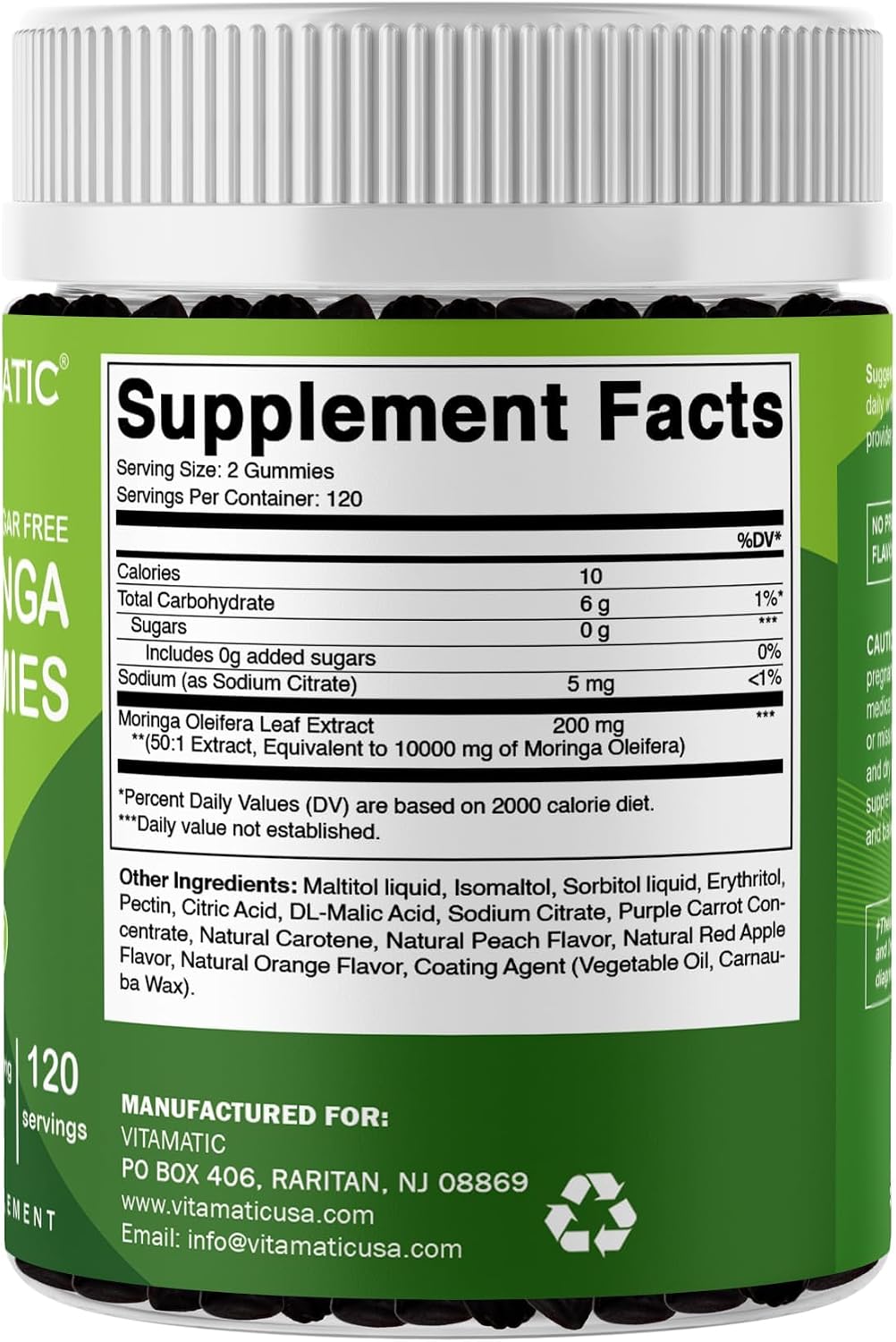 Vitamatic Moringa Gummies – Sugar-Free Superfood, 50:1 Extract, 240 Gummies - görsel 7