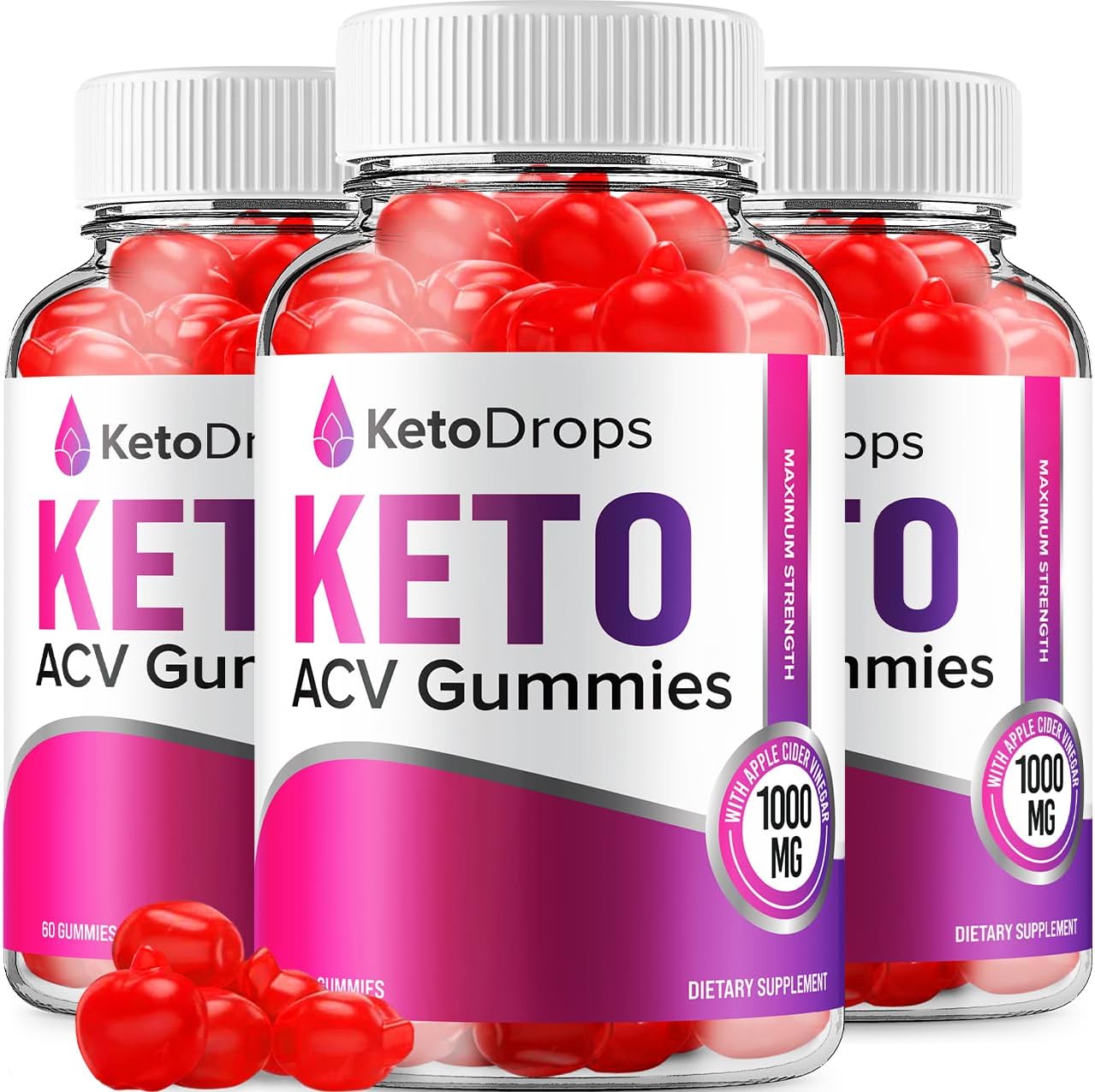 Keto Drops ACV Gummies (3 Pack) - Advanced Formula with Apple Cider Vinegar, B12, Beet Juice & Pomegranate - 180 Gummies - görsel 1