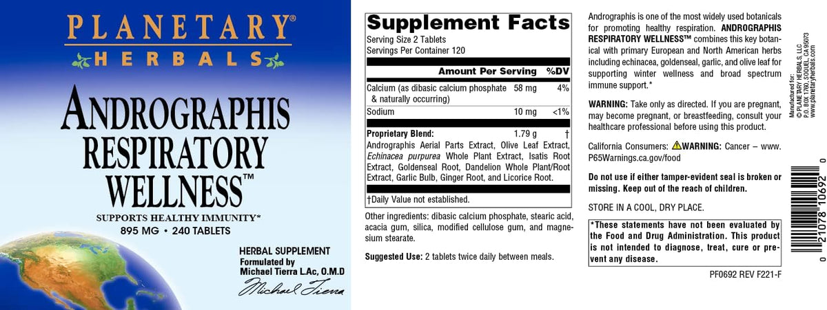 Planetary Herbals Andrographis Respiratory Wellness 895mg – Supports Natural Defences, 240 Tablets - görsel 4