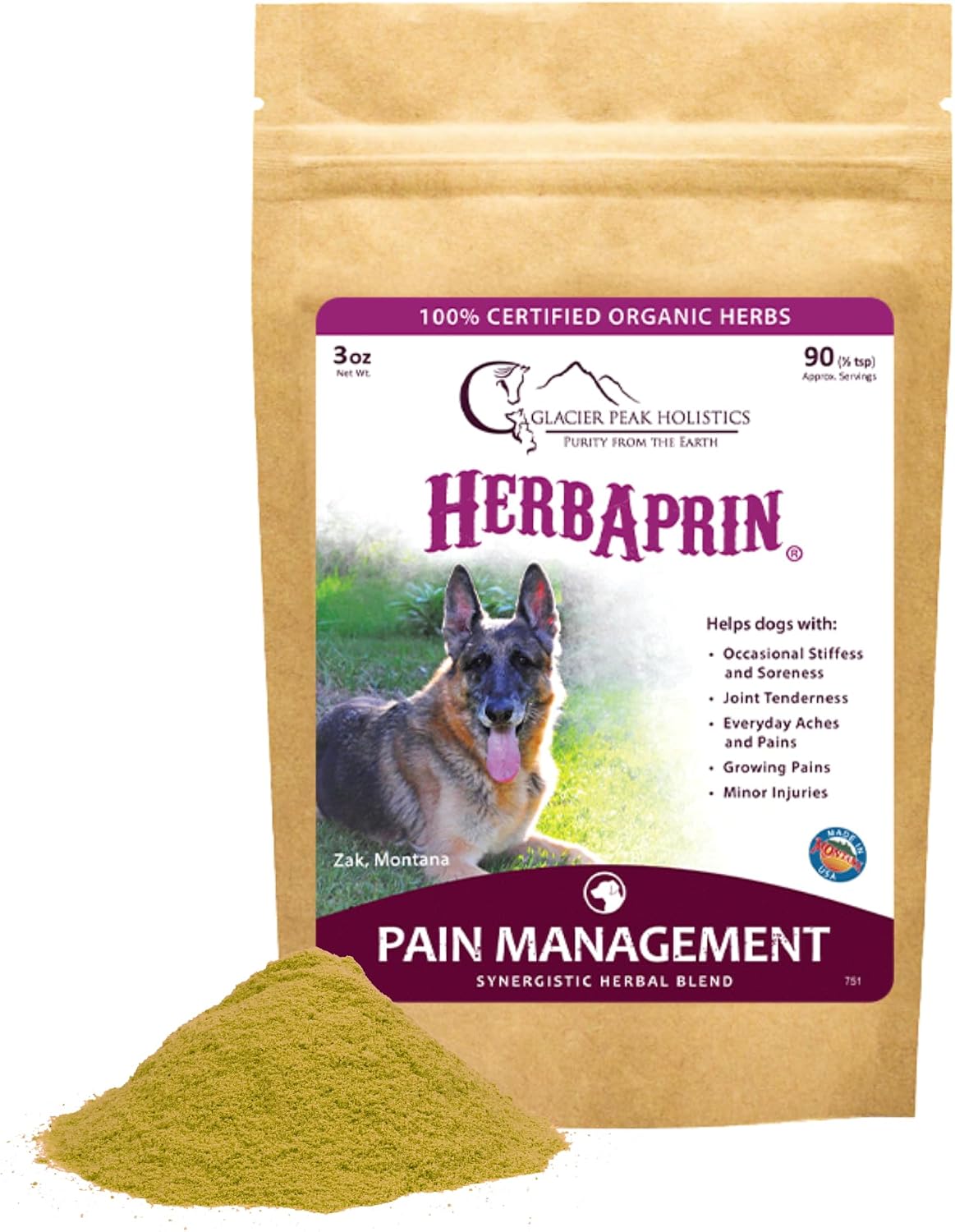 HerbAprin - Herbal Joint Support for Dogs, Organic Herb Blend for Arthritis, Aches, Pains and Mobility - 85g (90 Servings) - görsel 1