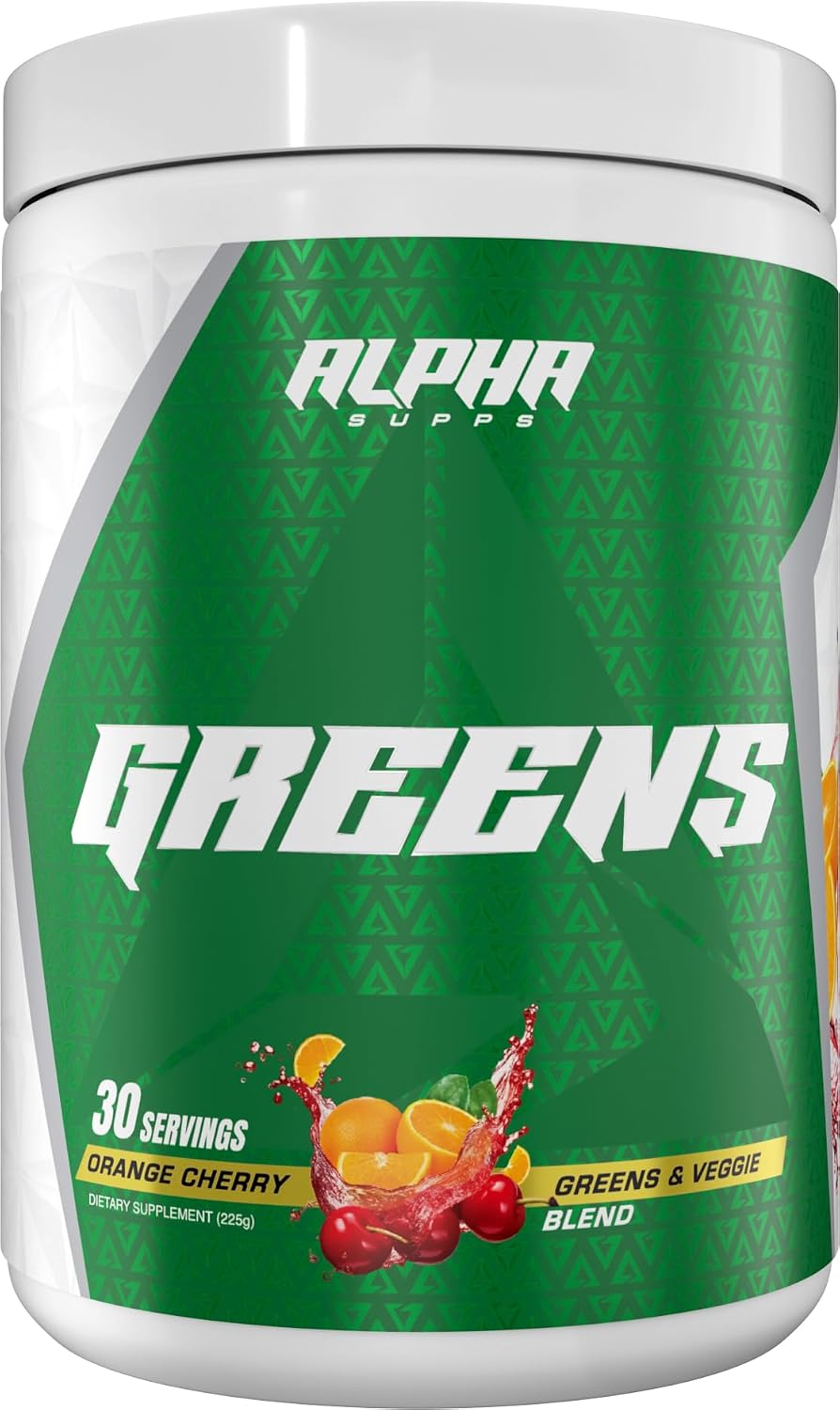 Alpha Supps - Alpha Greens Supplement | Fruit & Vegetable Superfood Powder | Over 40 Natural Plant Based Ingredients | Prebiotic & Probiotic Digestive Support Blend - 30 Servings (Orange Cherry) - görsel 9