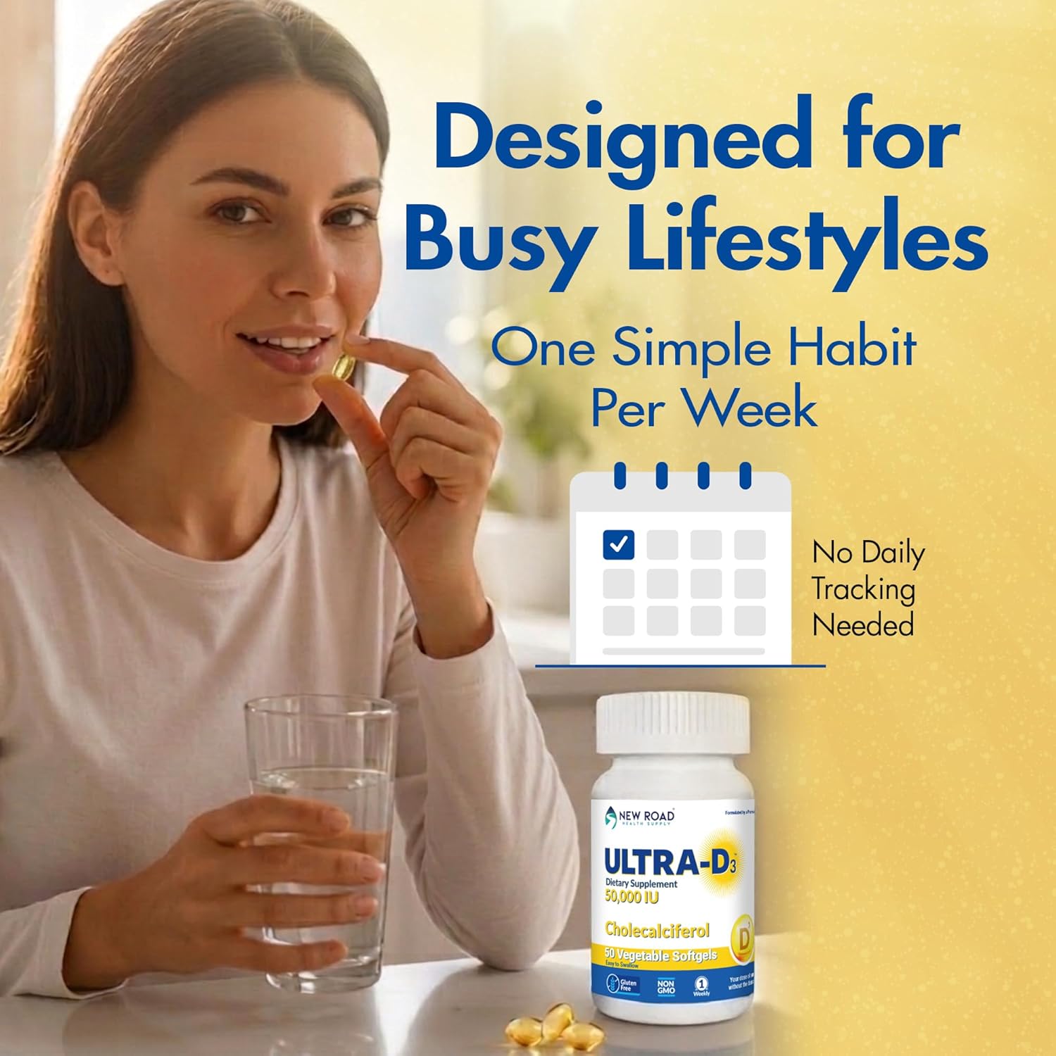 ULTRA-D3 Once-Weekly Vitamin D3 50,000 IU Softgels, 12 Count Blister Pack with Weekly Tracker - görsel 5