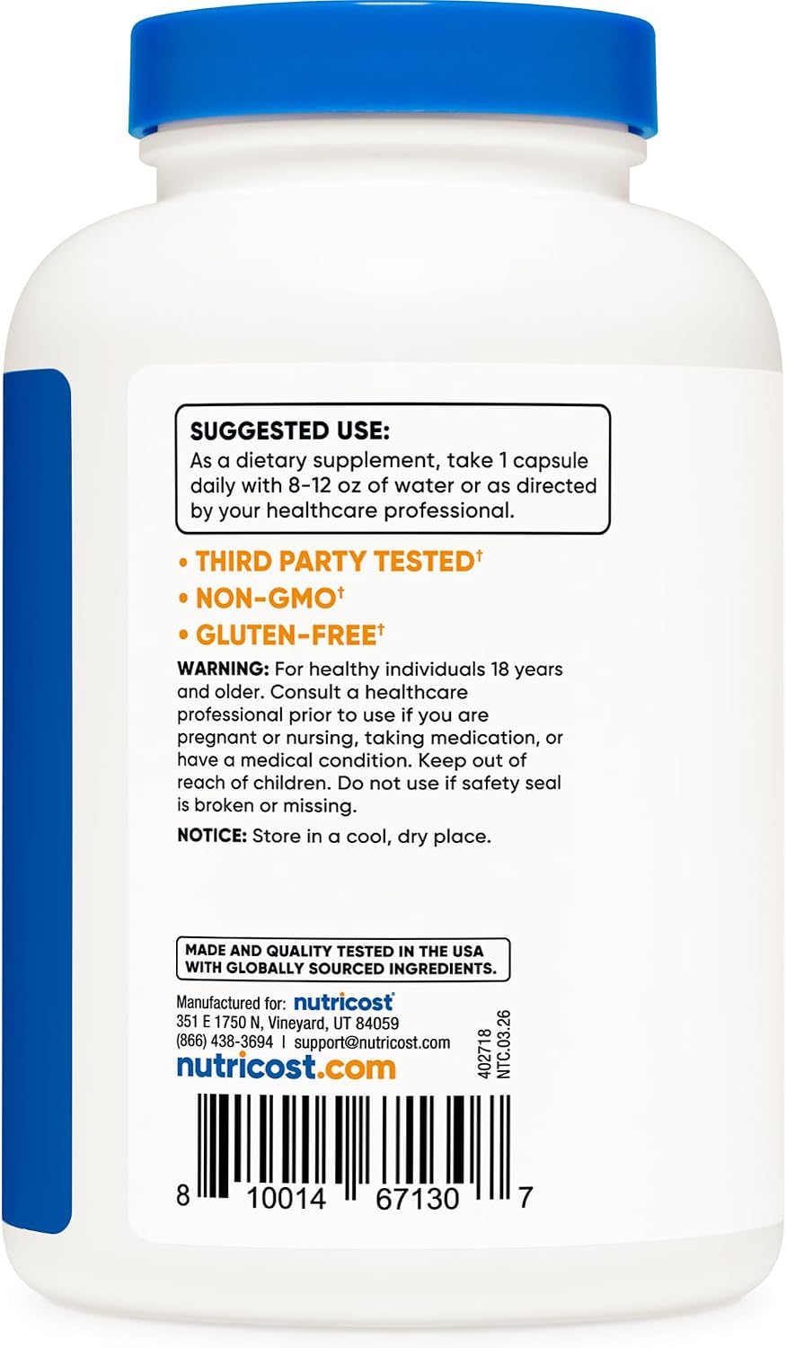 Nutricost Glutathione Capsules 500mg, 240 Capsules - görsel 4