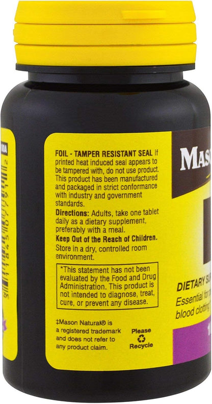 MASON NATURAL Vitamin K, 100 mcg, 100 Tablets