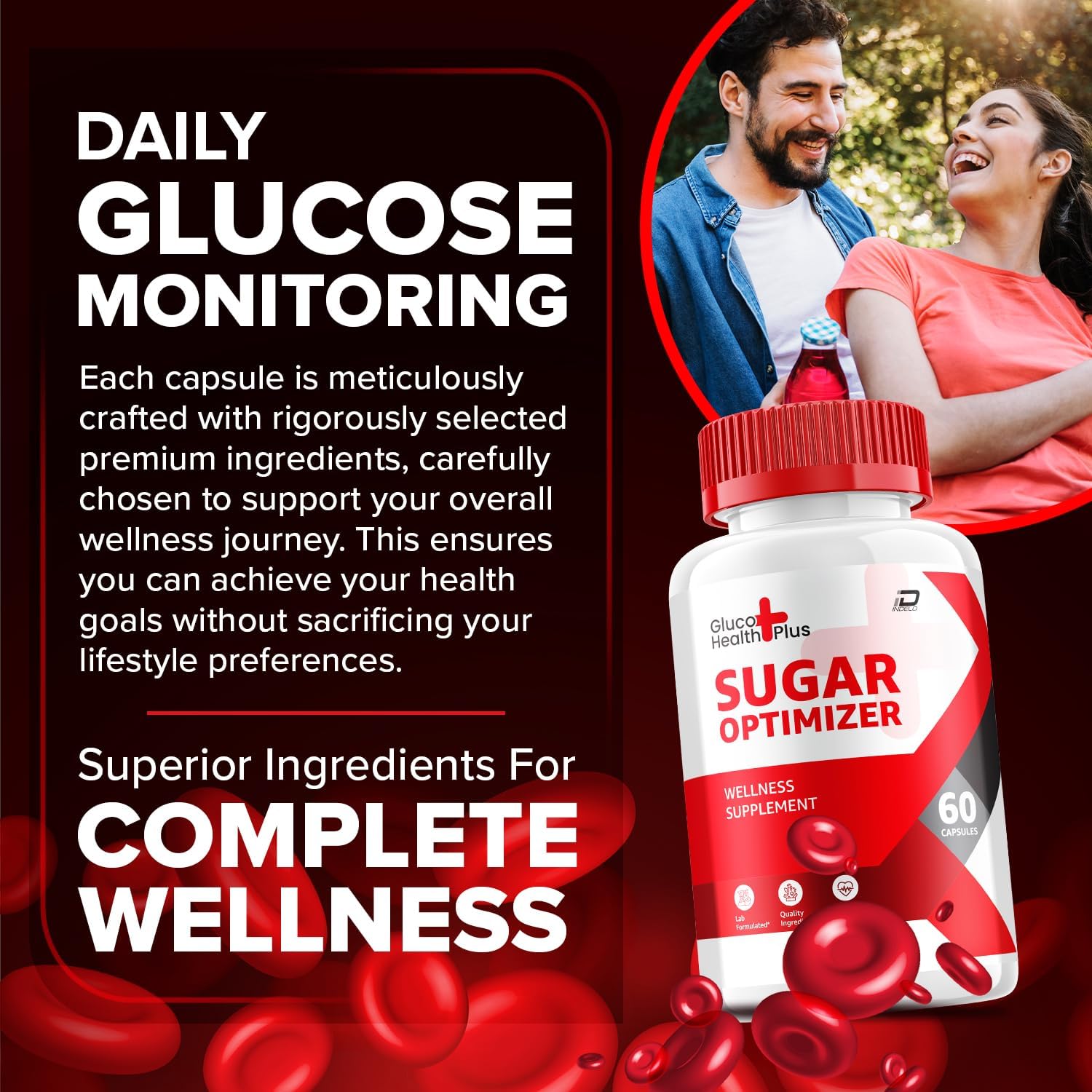 Gluco Health Plus Capsules – Sugar Optimiser Advanced Supplement, All Natural Formula (3 Pack - 180 Capsules) - görsel 2