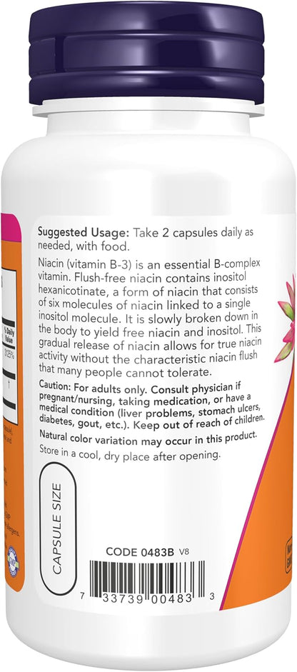 NOW Foods Niacin (Vitamin B-3) 250 mg, Flush-Free, 90 Vegan Capsules