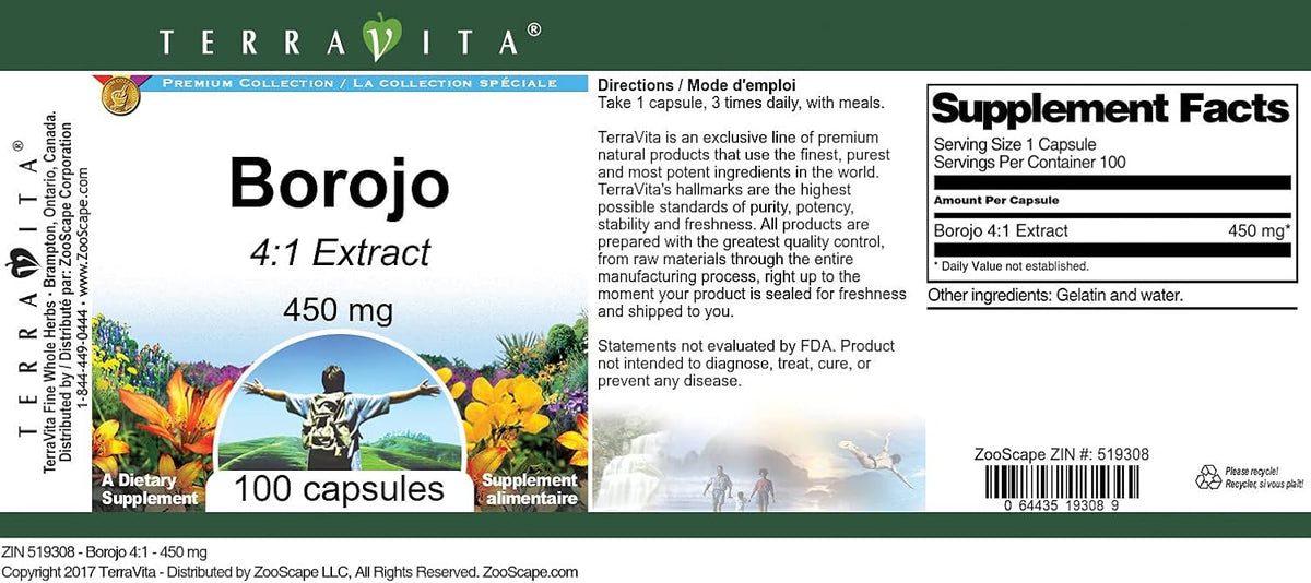 Terravita Borojo 4:1 Extract - 450 mg, 100 Capsules - görsel 3