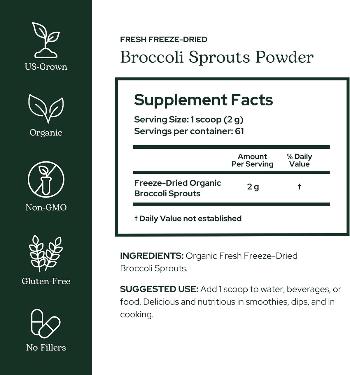 Eclectic Herb – Broccoli Sprouts Powder, Organic, Freeze-Dried, 122g - görsel 2