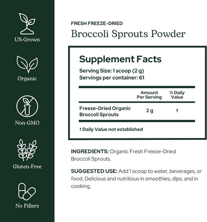 Eclectic Herb – Broccoli Sprouts Powder, Organic, Freeze-Dried, 122g