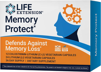 Life Extension Memory Protect – Dual-Action Memory Support with Lithium and Colostrinin, 36 Capsules
