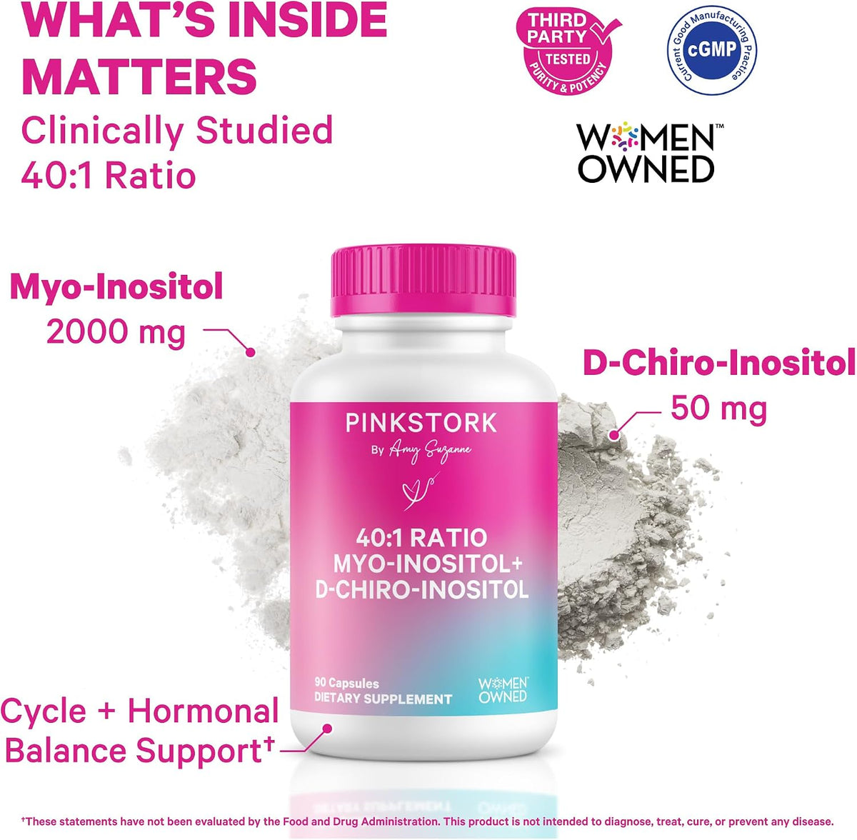 Pink Stork Inositol Supplement for Women, 40:1 Myo & D-Chiro, 30 Servings - görsel 2