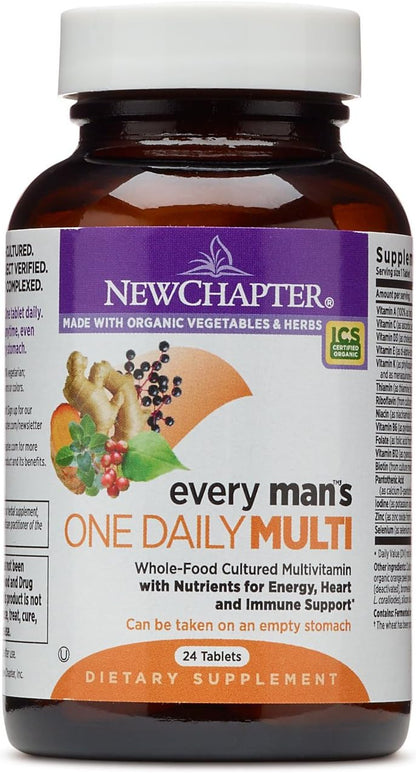 New Chapter Every Man's One Daily - Men's Multivitamin Fermented with Probiotics + Selenium + B Vitamins + Vitamin D3 + Organic Non-GMO Ingredients, 24 Tablets