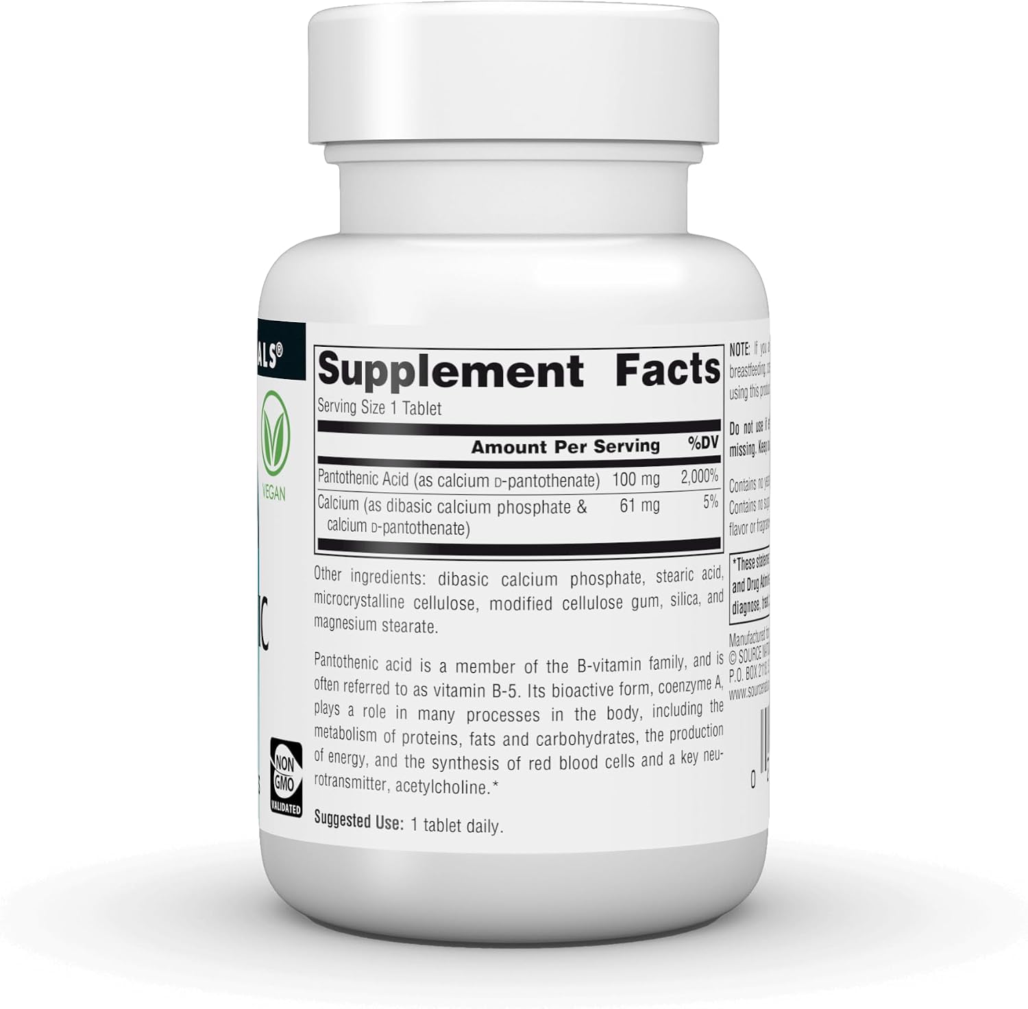 Source Naturals Pantothenic Acid 100 mg - Vitamin B5 Supplement (100 Tablets) - görsel 2