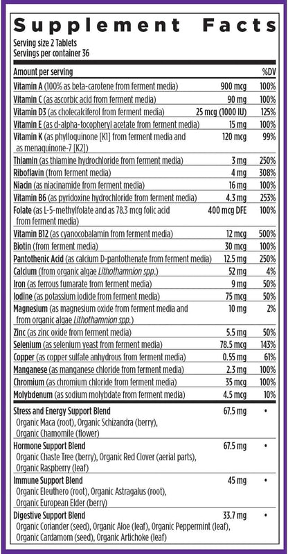 New Chapter Women's Multivitamin Advanced Formula – Fermented Whole-Food Nutrients with Iron & Vitamin D3, 72 Tablets