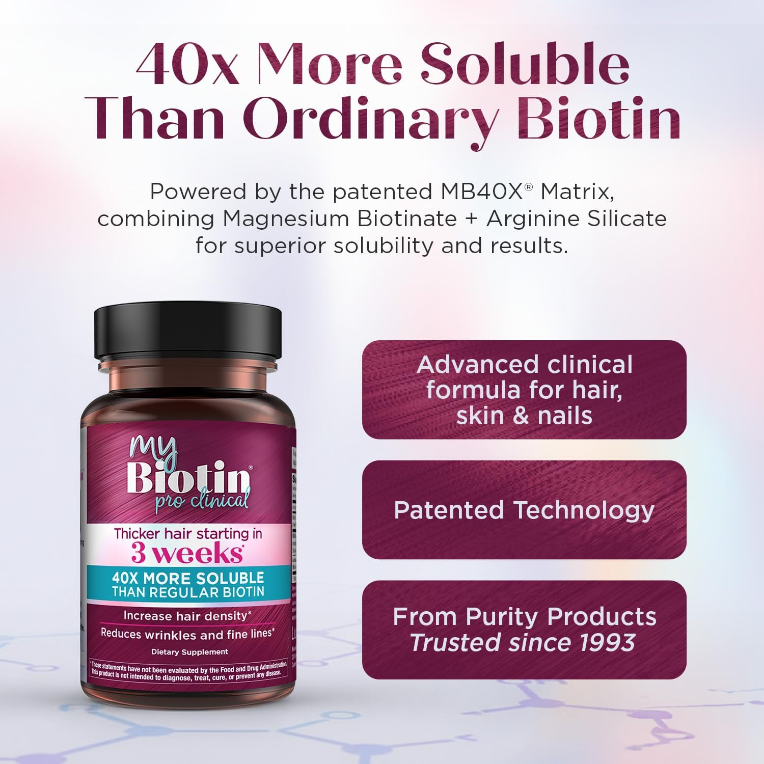 Purity Products MyBiotin ProClinical – MB40X Biotin with Astaxanthin, 30 Vegetarian Capsules - görsel 2