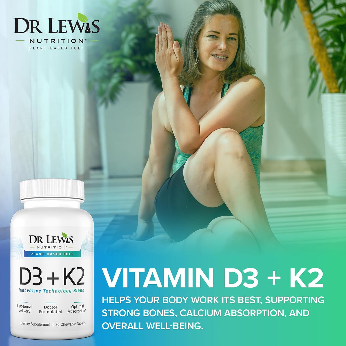 Liposomal Vitamins D3 + K2 Supplement – Doctor-Formulated, Plant-Based, 30 Chewable Vegan Tablets - görsel 5