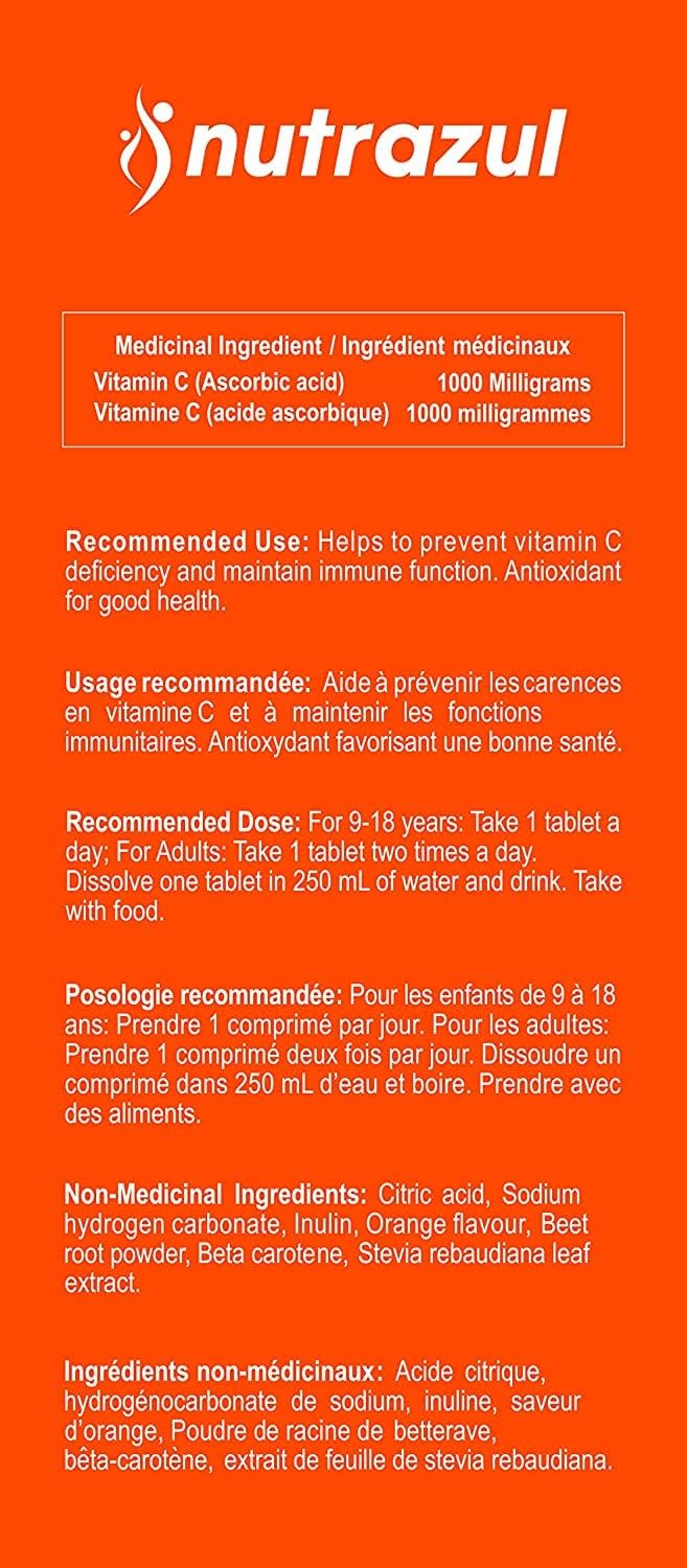 nutrazul Vitamin C 1000mg Effervescent Tablets, Orange Flavour, 20 Count (Pack of 3) - görsel 8