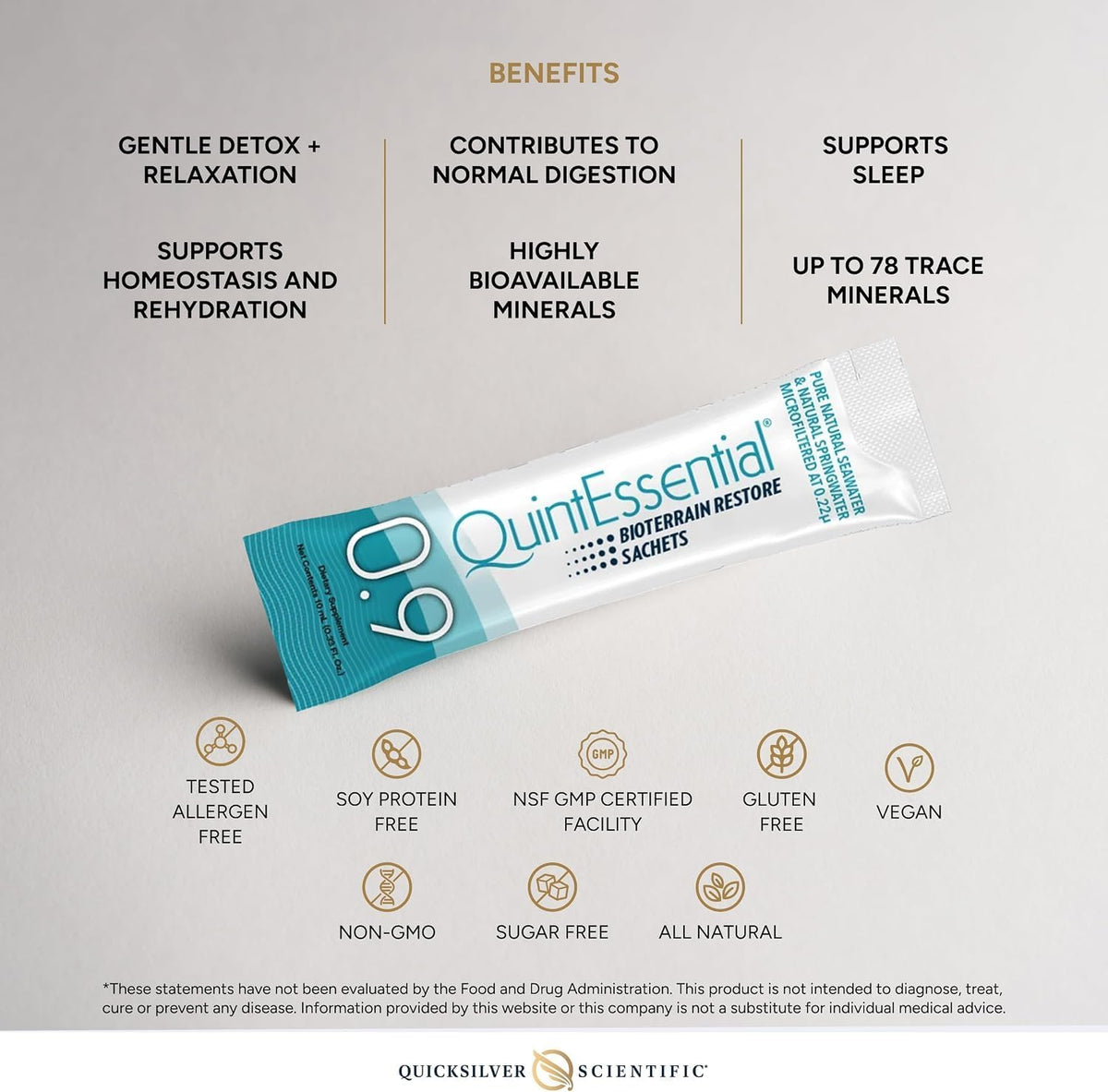 Quicksilver Scientific Quintessential 0.9 Sachets – Isotonic Mineral Hydration Supplement with Sea Water Minerals and Alpine Spring Water (30 Sachets) - görsel 4
