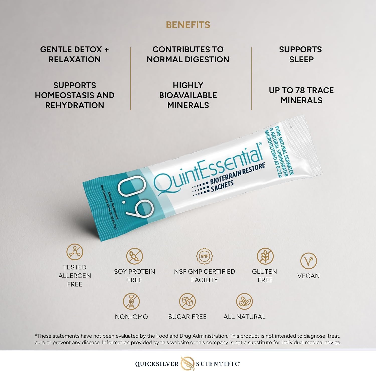 Quicksilver Scientific Quintessential 0.9 Sachets – Isotonic Mineral Hydration Supplement with Sea Water Minerals and Alpine Spring Water (30 Sachets) - görsel 4