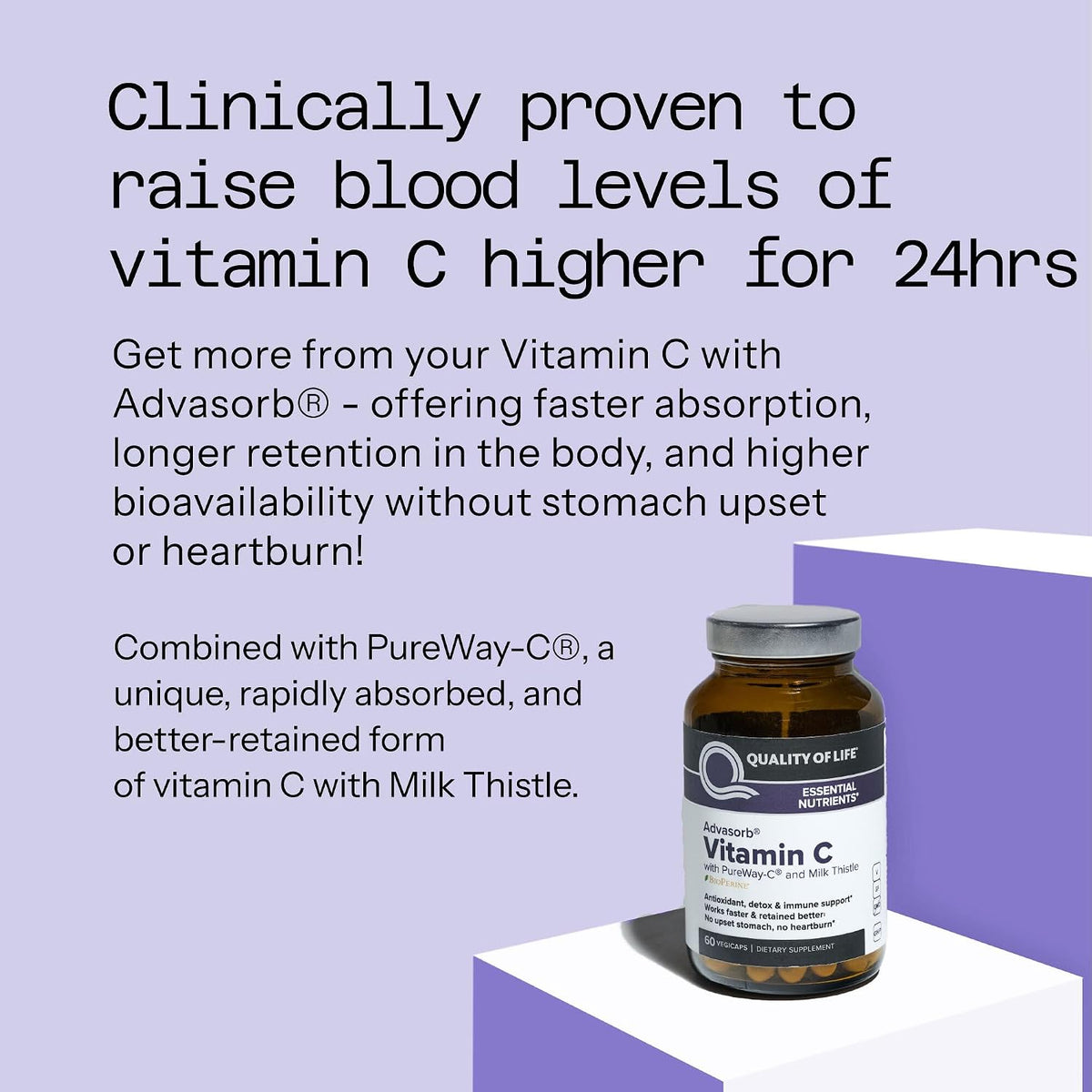 Quality of Life – Advasorb® Vitamin C Supplement – 60 Vegicaps - görsel 5