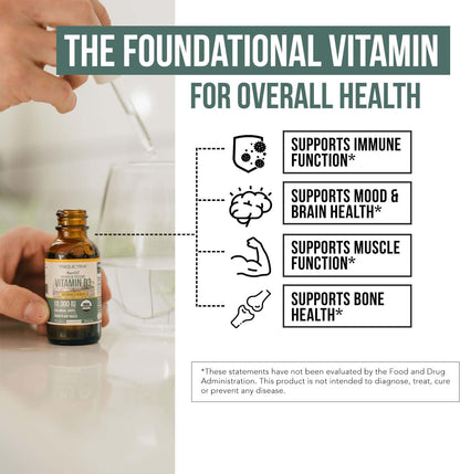 Organic Vitamin D3 10,000 IU – Vegan Drops, Plant-Based
