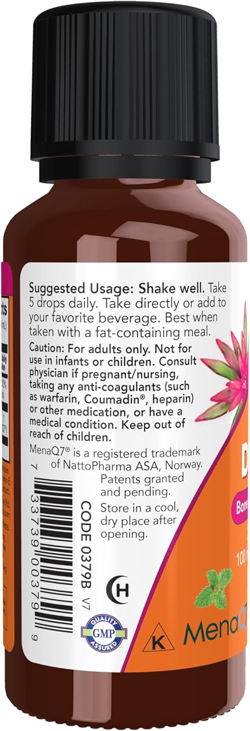 NOW Foods Liquid D-3 & MK-7, 2500 IU Vitamin D3 & 100 mcg Vitamin K2, 1 oz - görsel 3