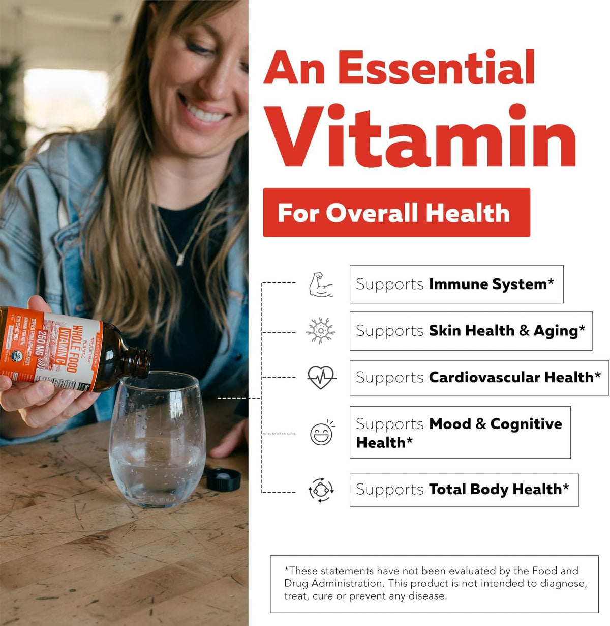 Organic Vitamin C Liquid – 250 mg | Whole Food Vitamin C Supplement from Fruit with Absorption Cofactors, Rutin & Citrus Bioflavonoids – Immune & Antioxidant Support, Total Health (96 Servings) - görsel 5