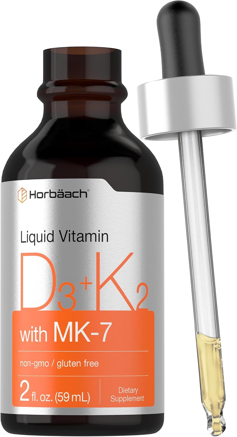 Horbäach Vitamin D3 & K2 Liquid Drops | with MK-7 | 60 ml | Vegetarian, Non-GMO, Gluten-free Food Supplement - görsel 1