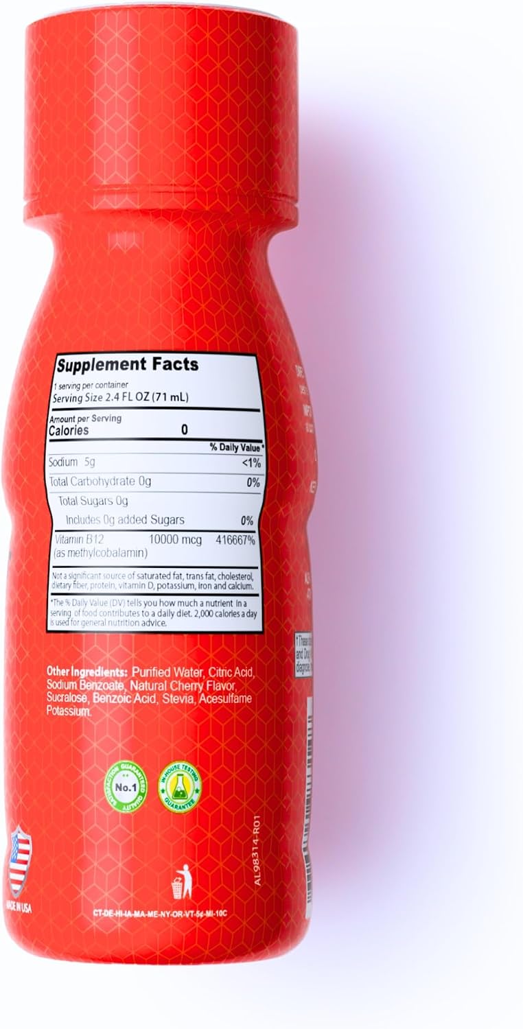 ALFA VITAMINS Vitamin B12 Energy Shot - 5,000 mcg Methylcobalamin, Sugar-Free, Caffeine-Free - 20 Pack - görsel 9