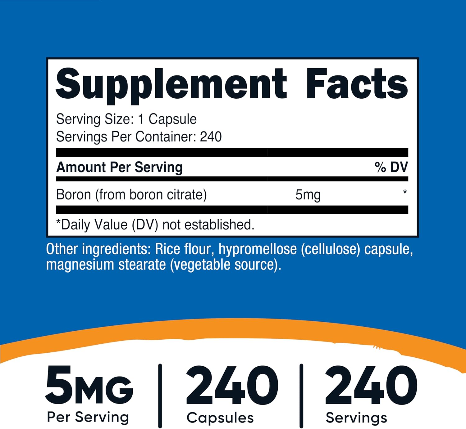 Nutricost Boron Capsules 5mg, 240 Vegetarian Capsules - görsel 2